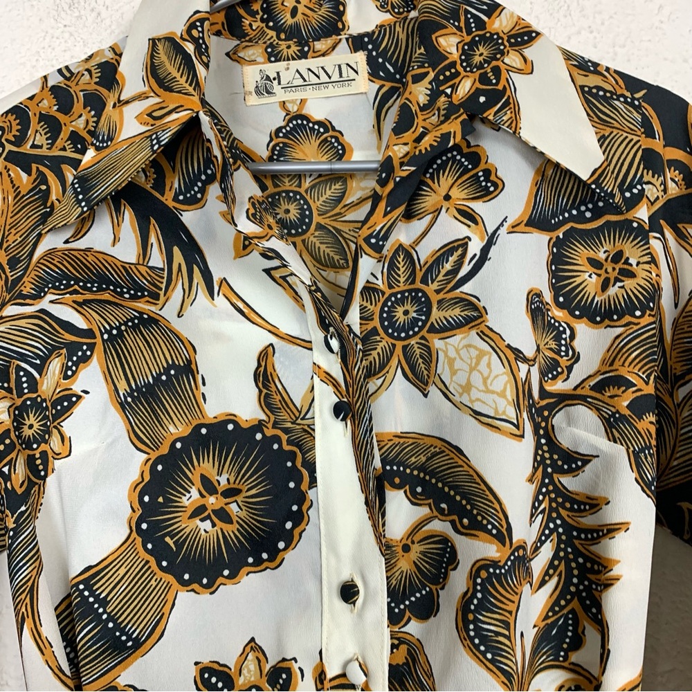 Lanvin vintage all over floral print belted dress with pockets luxury timeless - Picture 4 of 6